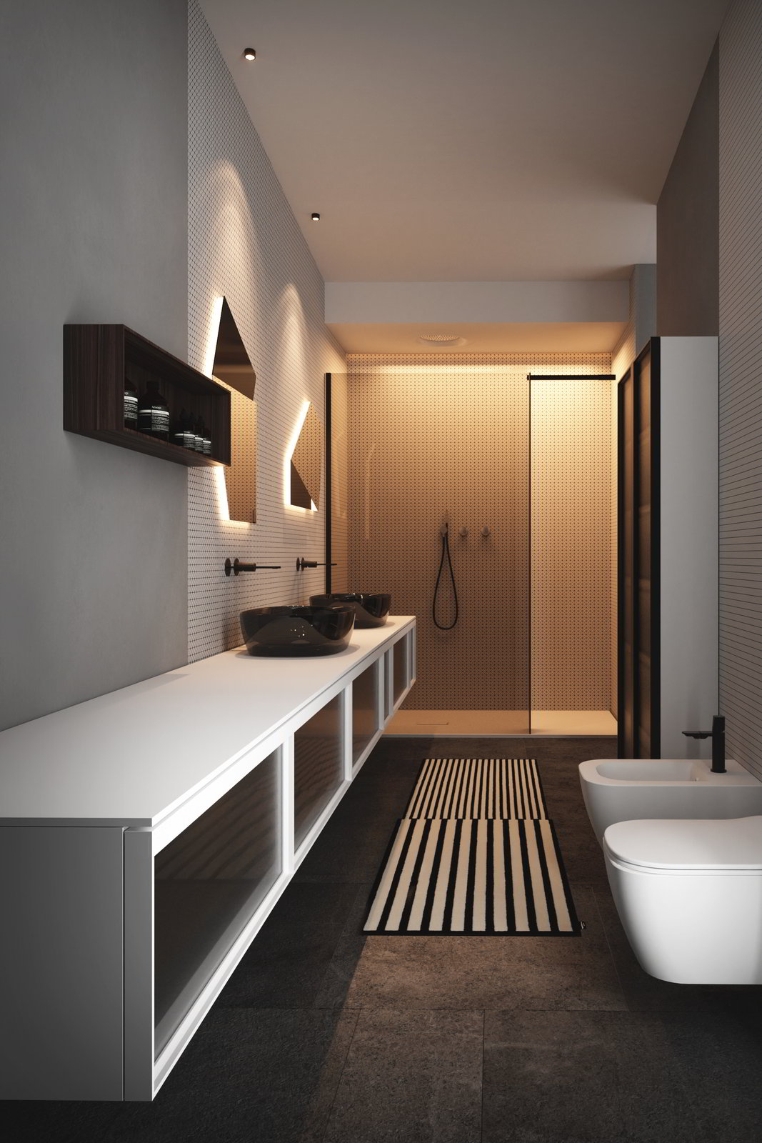 The research on materials, surfaces and furnishings best expresses the concept of a project that makes the preciousness of the details its distinctive.