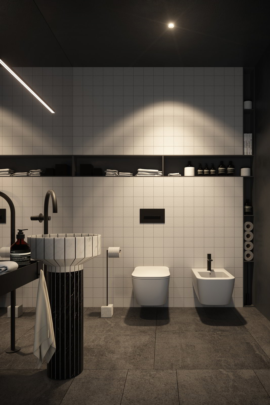 The research on materials, surfaces and furnishings best expresses the concept of a project that makes the preciousness of the details its distinctive.